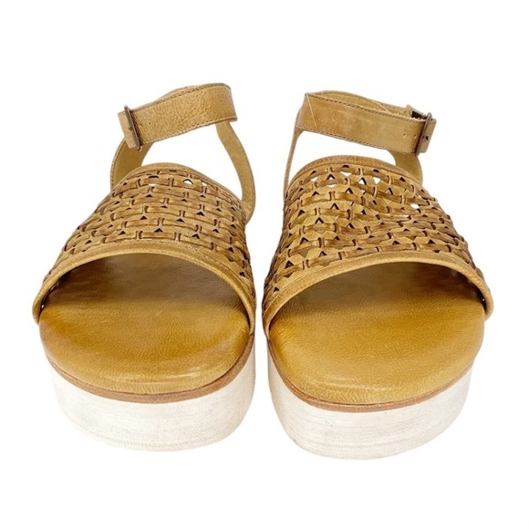 New Bed|Stu Brisa Size 10 Platform Sandal Leather Cashew Tan Flatform Bedstu - Picture 4 of 11